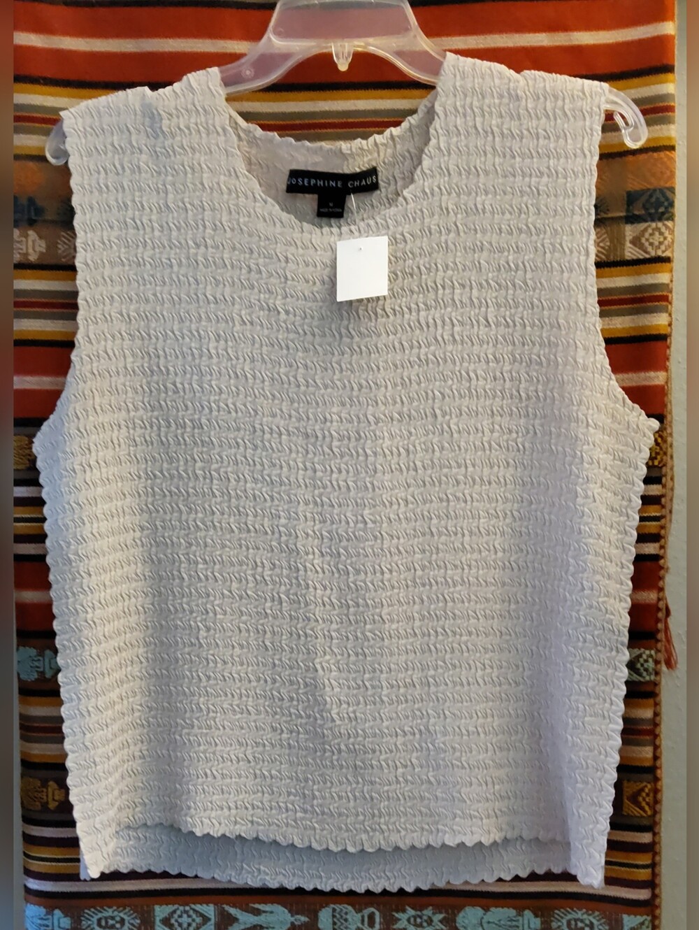F11 Josephine Chaus Ivory Ruched Texture Sleeveless Blouse